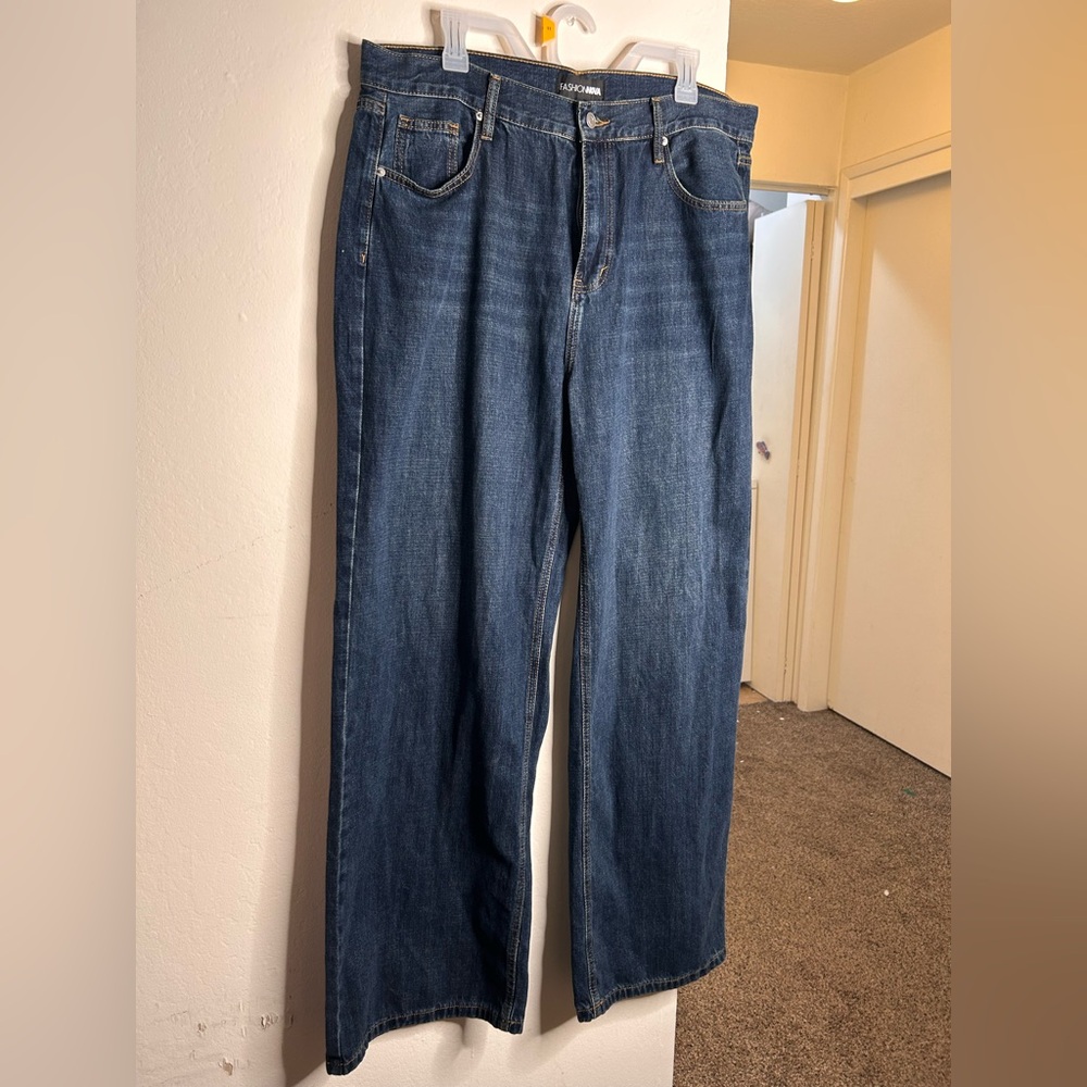 Fashion Nova See What I Mean Wide Leg Jeans - Dark Blue
